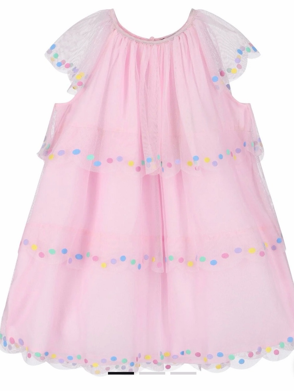 Stella McCartney Kids Pink Tulle Dress with Multicolor Dot Trim